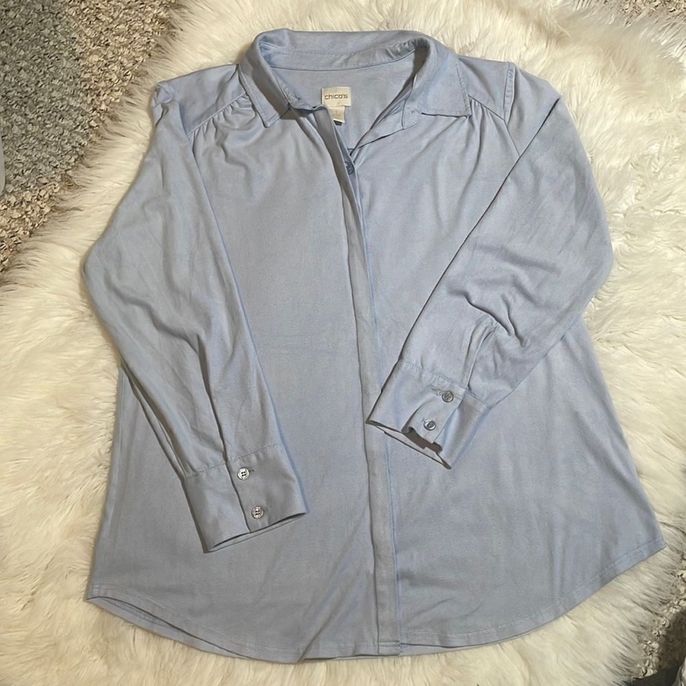 🍍Chico’s- velvet baby blue long sleeve